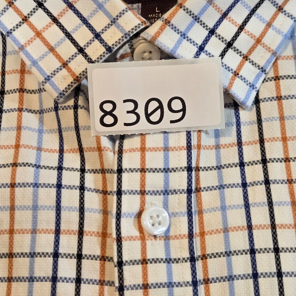 Johnston & Murphy Men's Check Twill Button Down Shirt Long Sleeve L Flip Cuff - Picture 10 of 10